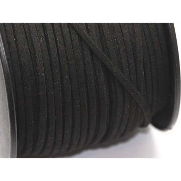 Шнур замшевый 3 мм толщ, длина 1м, цвет черный арт. hnza-03