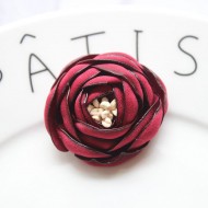 Цветок из ткани "Чайная роза", размер 3,5 см, цвет бордовый