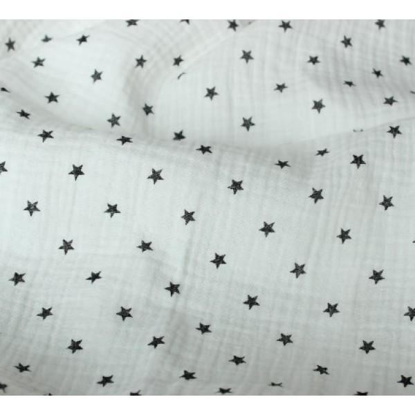 Муслин хлопок, с принтом звезды, цвет: белый, арт. mus_print_3